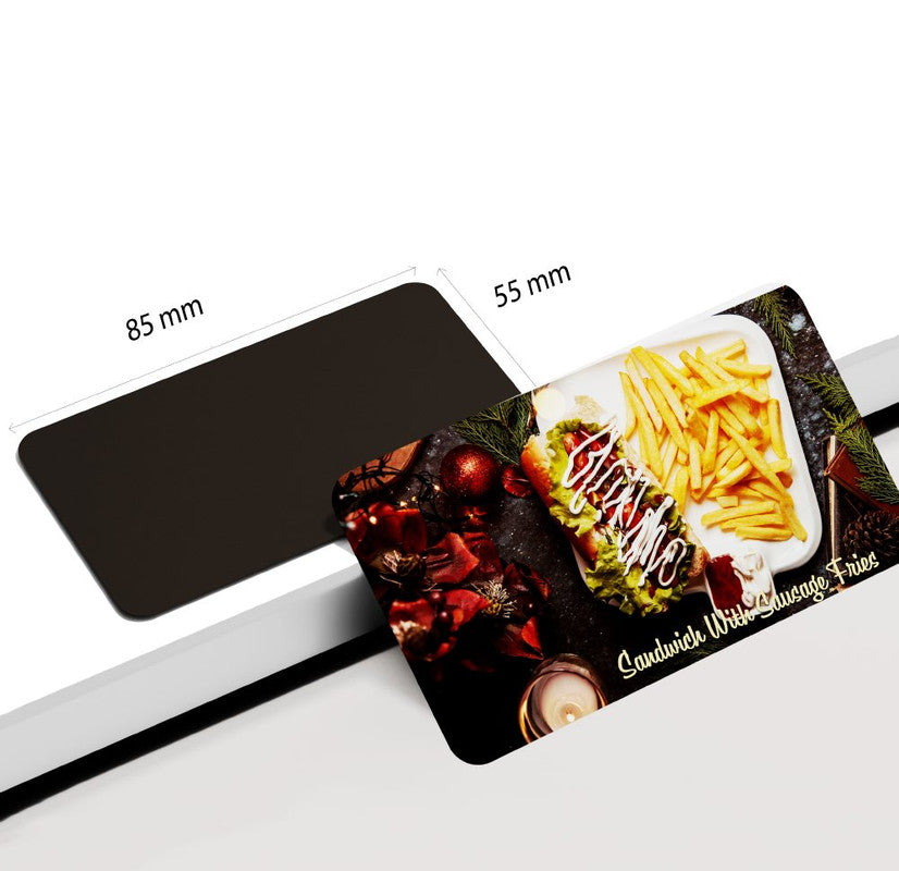 dhcrafts Rectangular Rubber Fridge Magnet Multicolor Food Sandwich With Sausage Fries D2 Rectangular Design Pack of 1 (8.6cm x 5.4cm)